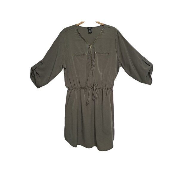 Rue21 Olive Zip Front Utility Dress Womens XL - Picture 1 of 7